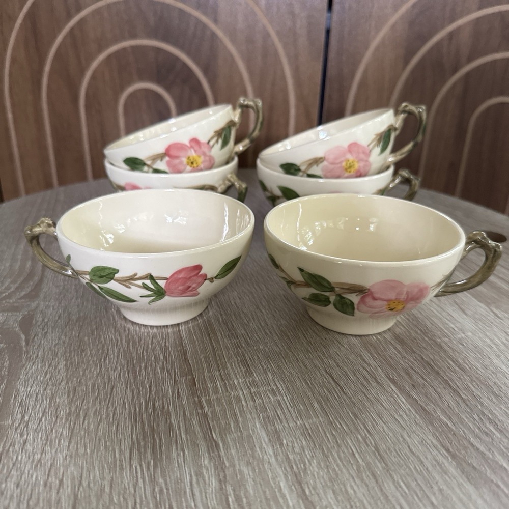 Set Of 6 Vintage Franciscan Desert Rose Tea/Coffee Cups England